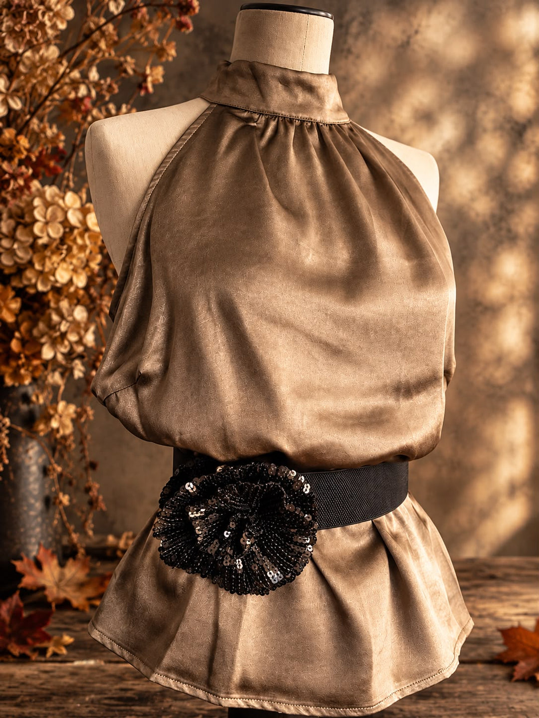 Belt with Sequin Flower