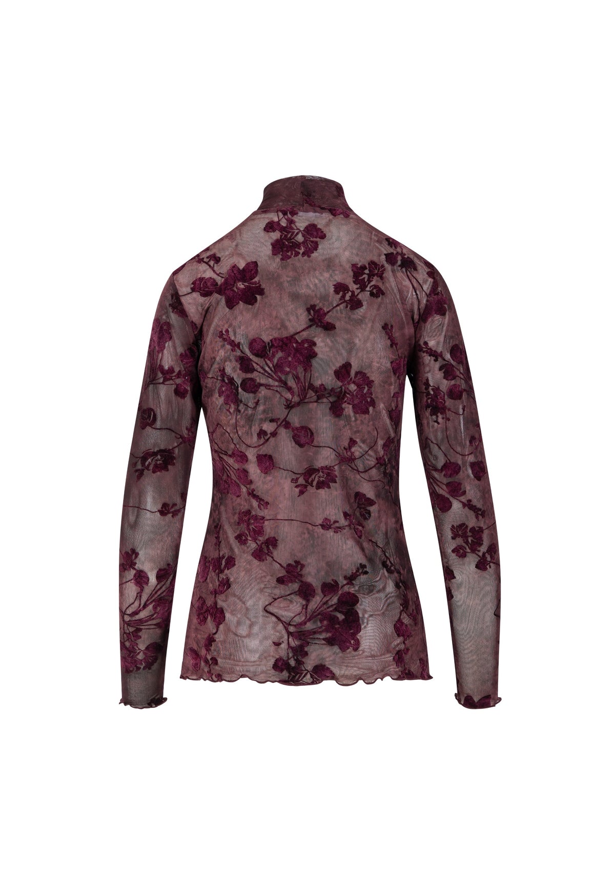 Eve Mesh Turtleneck Bordeaux Flower