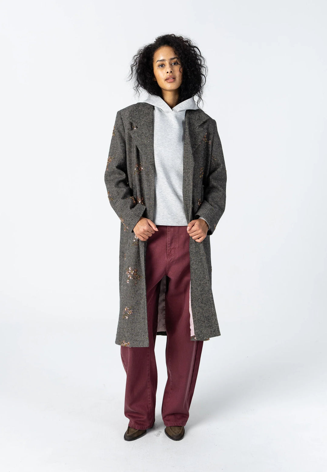 Sequins Coat Graphic Jacquard