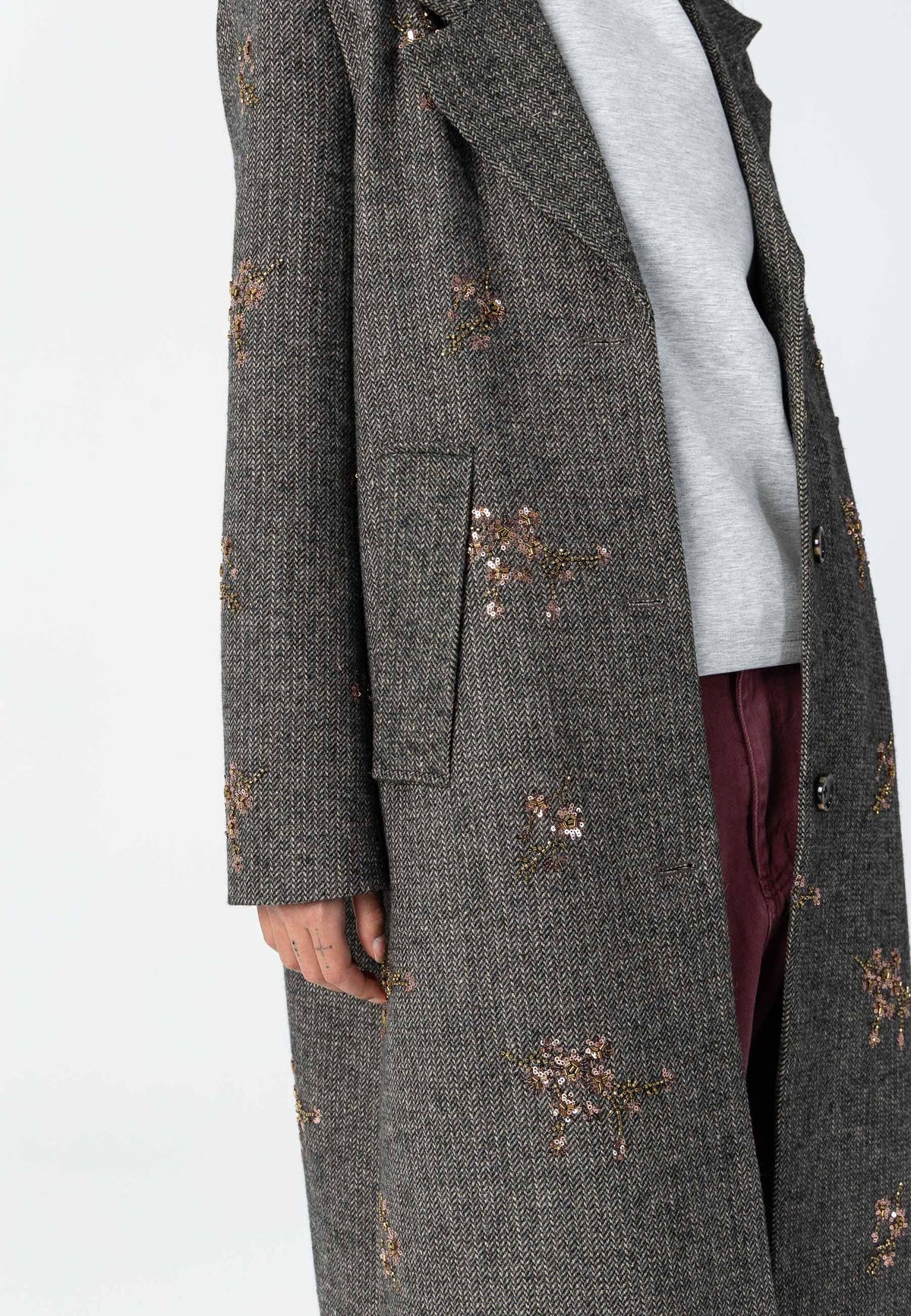 Sequins Coat Graphic Jacquard