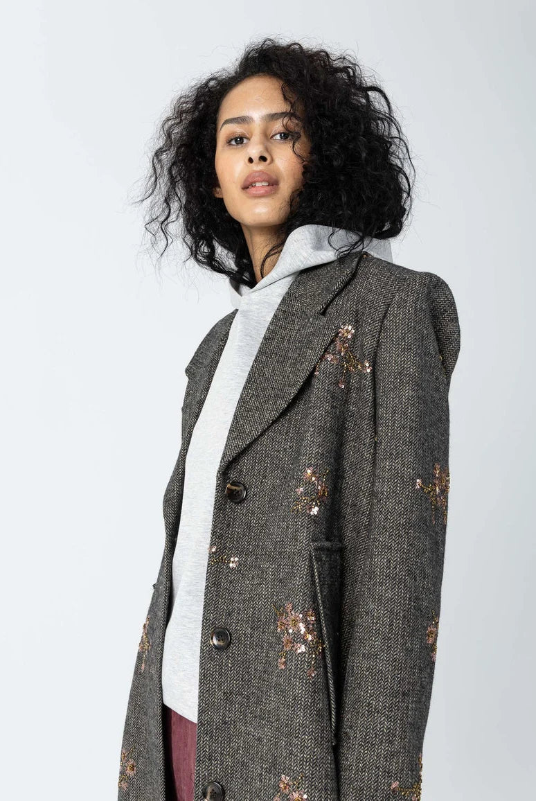 Sequins Coat Graphic Jacquard